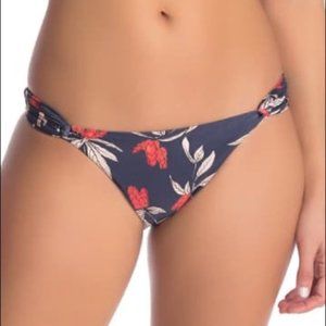 NWOT ViX‎ by Paula Hermanny Loop Bikini Bottom Retro Flower, Navy Pink  S